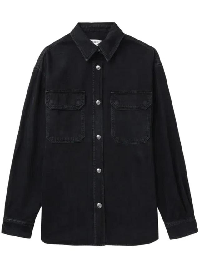 Long-sleeve Cotton Shirt In Black Product Image