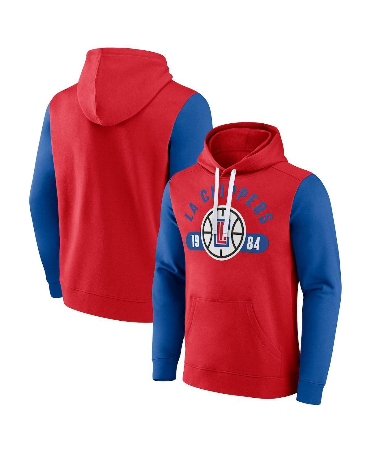 Mens Fanatics Red La Clippers Attack Colorblock Pullover Hoodie - Red Product Image