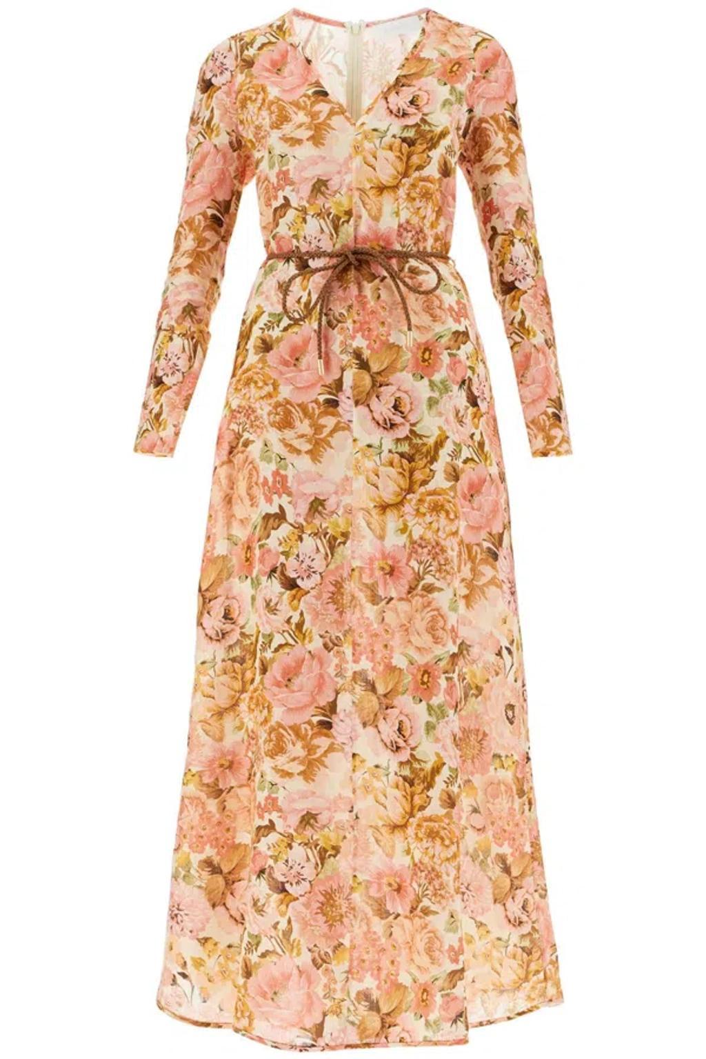 ZIMMERMANN Golden Plunge Maxi Dress In Pink Product Image