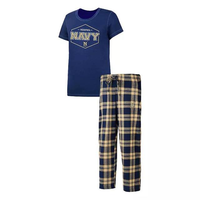 Womens Concepts Sport /Gold Midshipmen Badge T-Shirt & Flannel Pants Sleep Set Blue Product Image