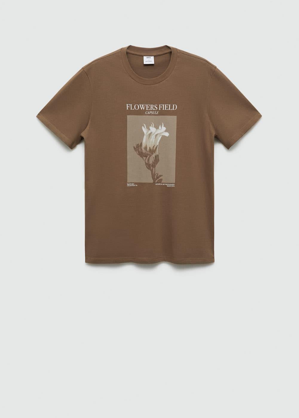 MANGO MAN - Printed slim-fit t-shirt brownMen Product Image