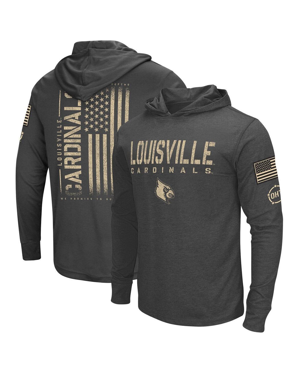 Mens Colosseum Charcoal Pitt Panthers Team OHT Military Appreciation Hoodie Long Sleeve T-Shirt Black Product Image