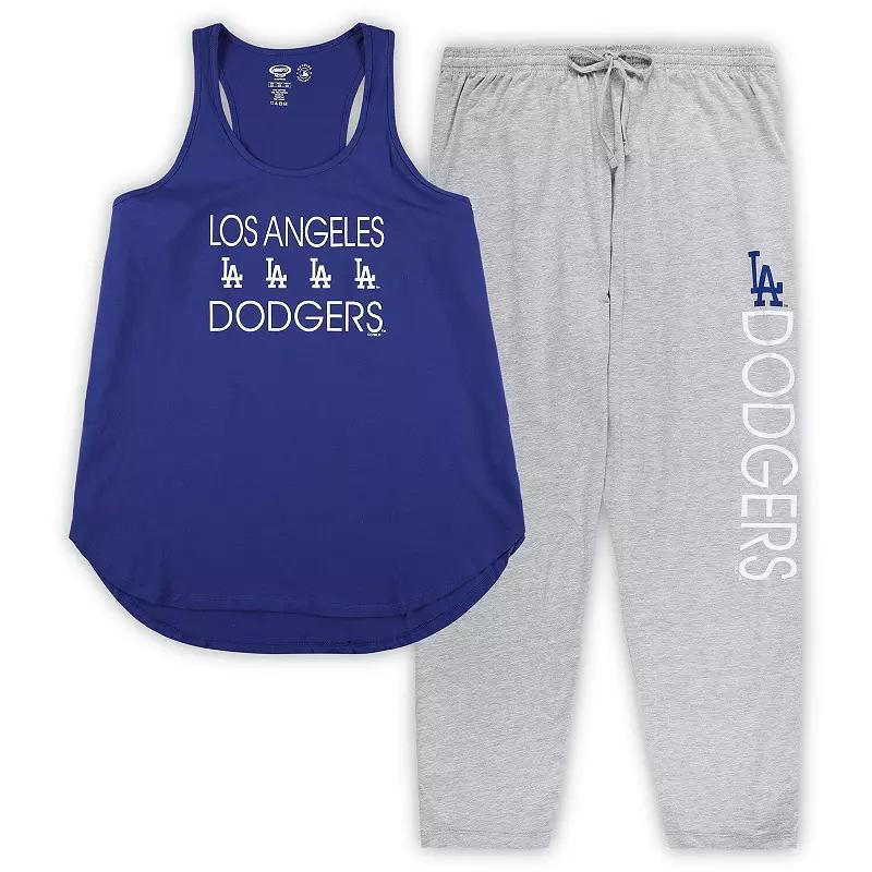 Womens Concepts Sport Royal/Heather Gray Los Angeles Dodgers Plus Size Meter Tank Top & Pants Sleep Set Product Image