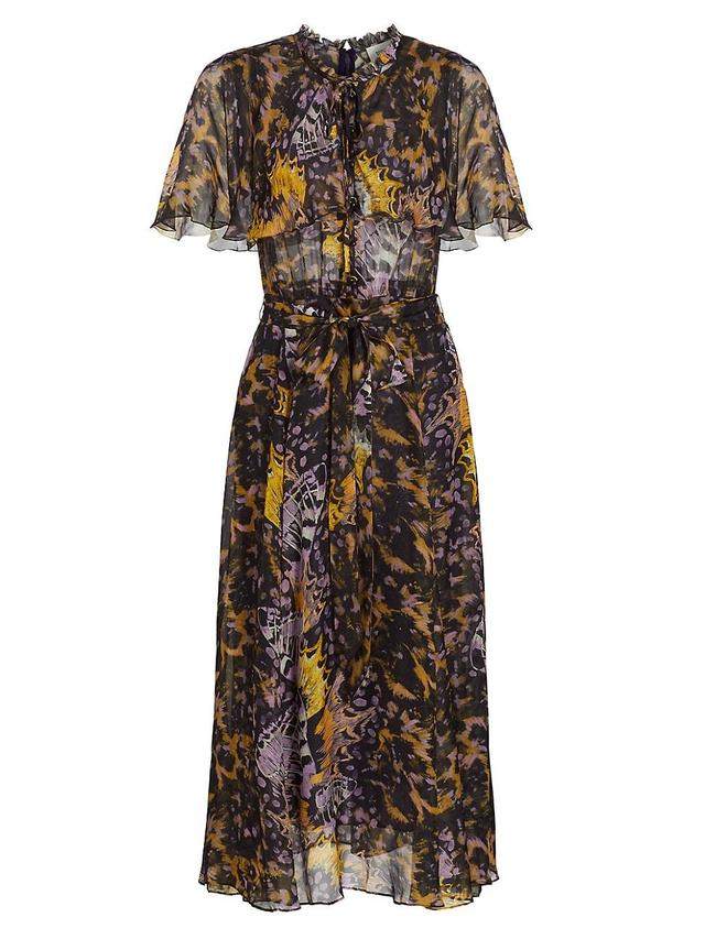 Womens Abstract Chiffon Midi-Dress Product Image