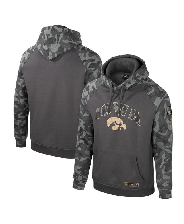 Mens Colosseum Charcoal Iowa Hawkeyes Oht Military-Inspired Appreciation Camo Raglan Pullover Hoodie Product Image