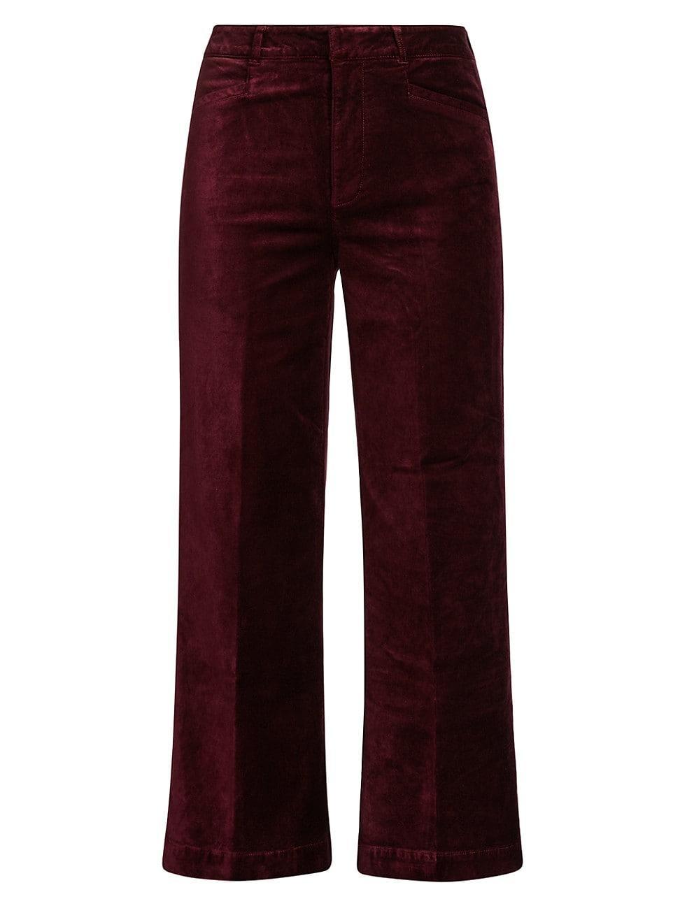 Womens Anessa Cotton-Blend Velvet Crop Pants Product Image