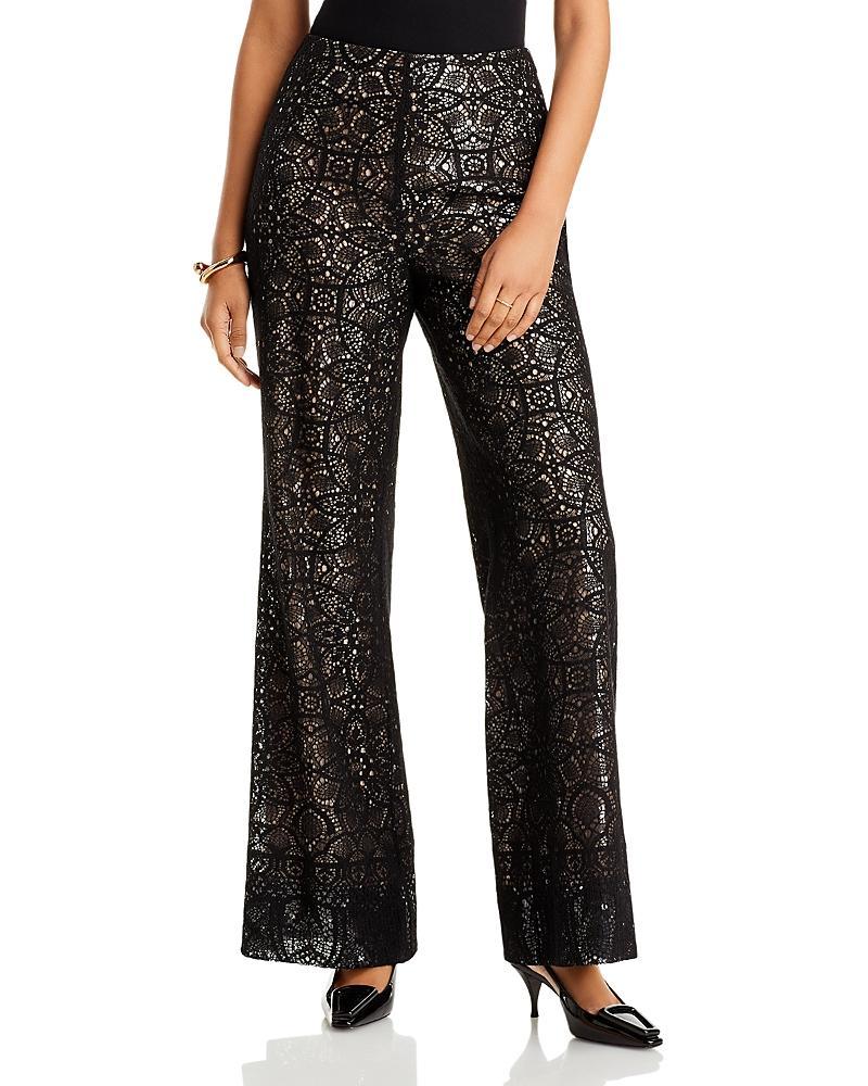 Womens Piper Geometric Cotton-Blend Chantilly Lace Flare Pants product image