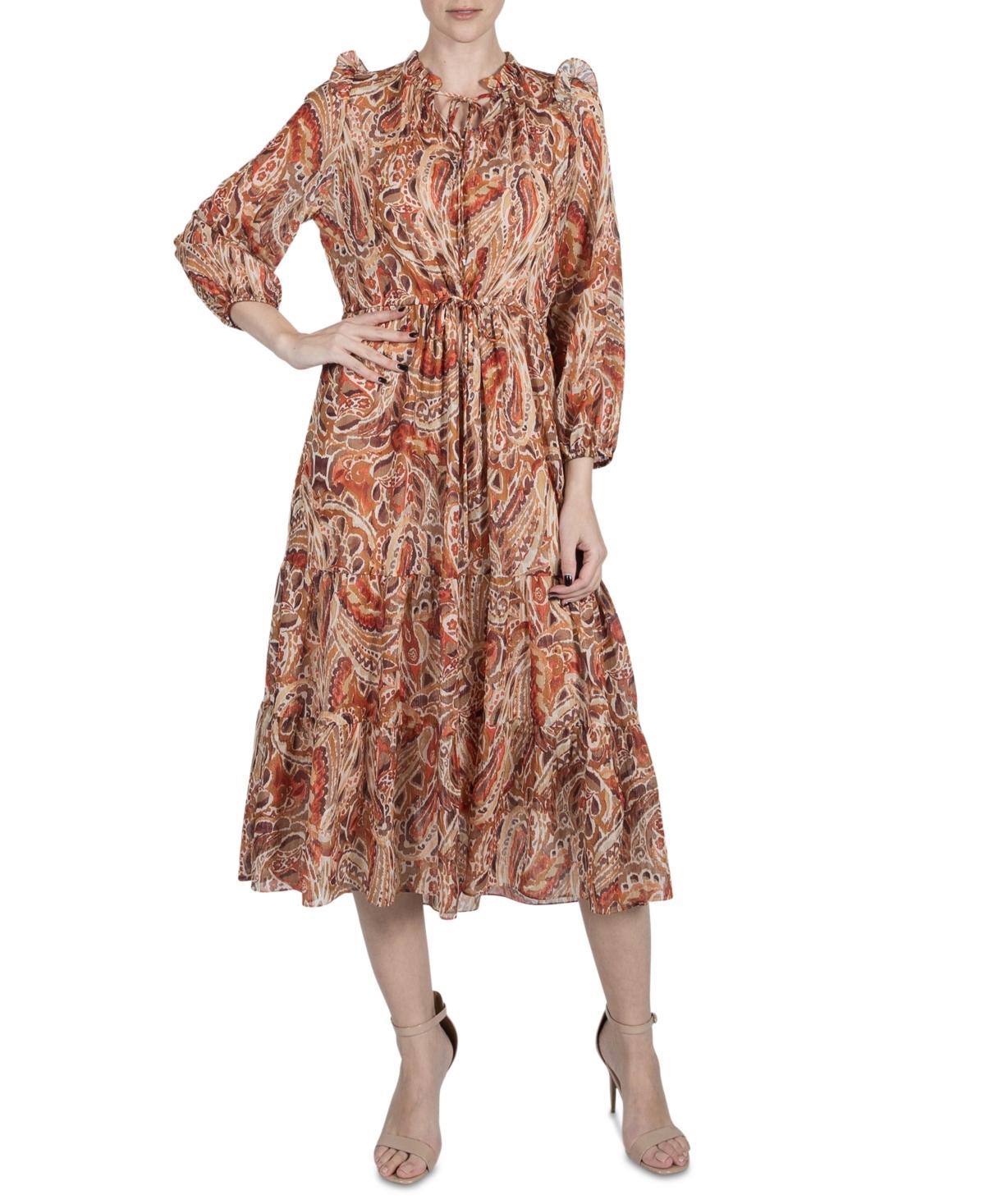 julia jordan Womens Printed High-Neck Midi Dress Product Image