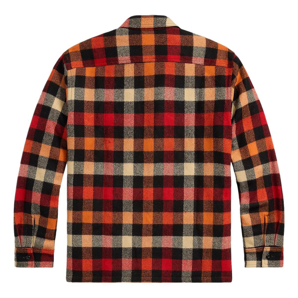 Checked Wool Overshirt Red Orange Multi Product Image