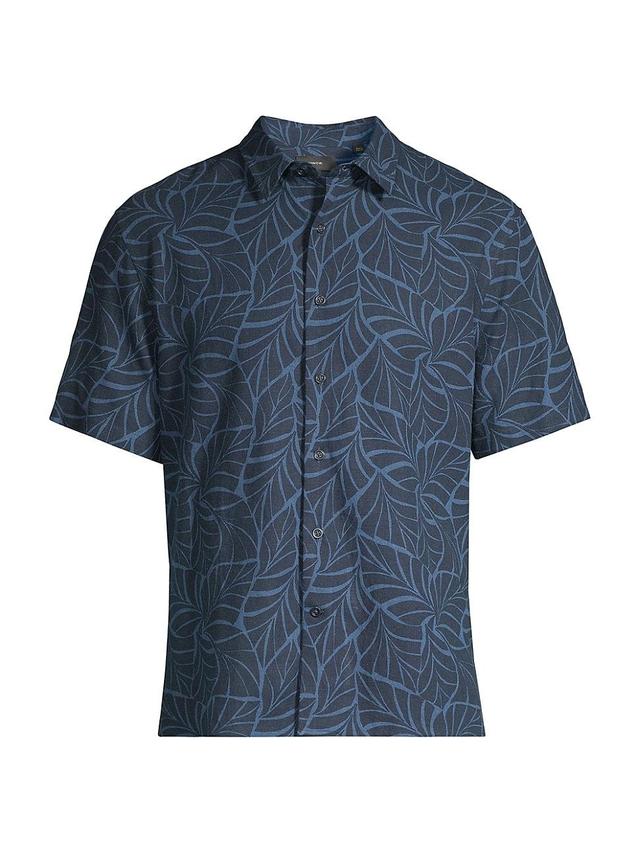 Mens Knotted Leaves Linen-Blend Button-Front Shirt Product Image