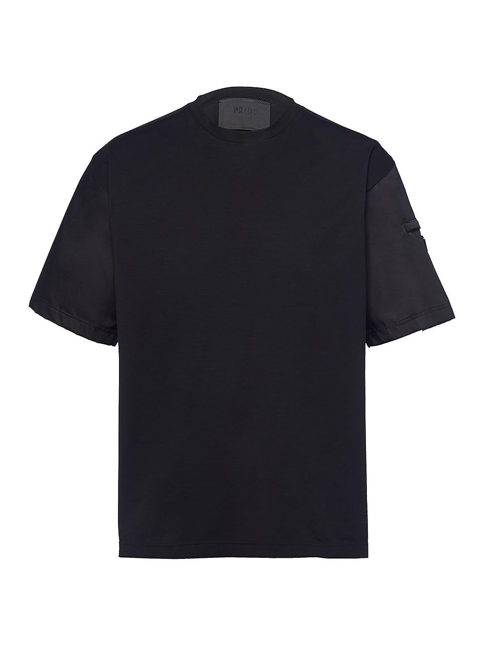 Mens Stretch Cotton T-Shirt With Nylon Details Product Image