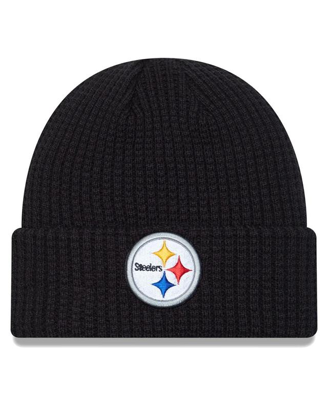 Mens New Era Black Pittsburgh Steelers Prime Cuffed Knit Hat Product Image