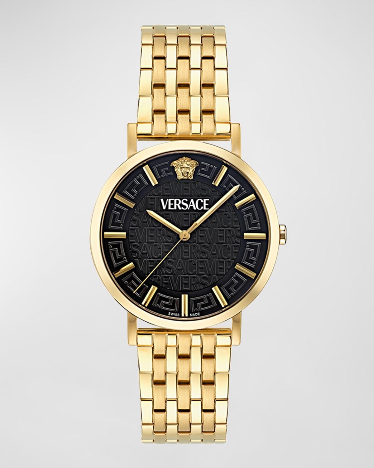 Mens Greca Slim IP Yellow Gold Bracelet Watch, 40mm Product Image