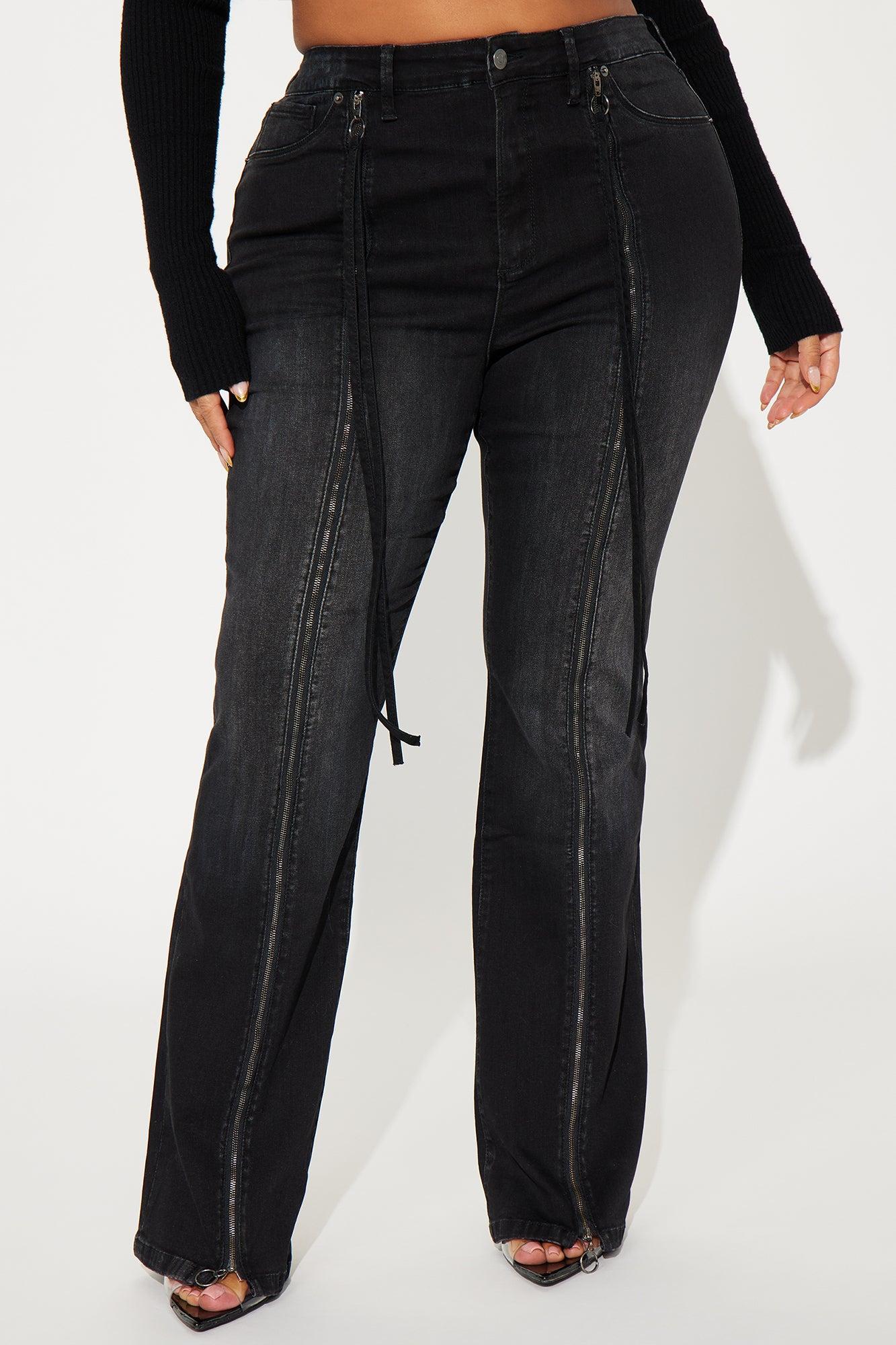 Not So Basic Stretch Zipper Bootcut Jeans - Black Product Image