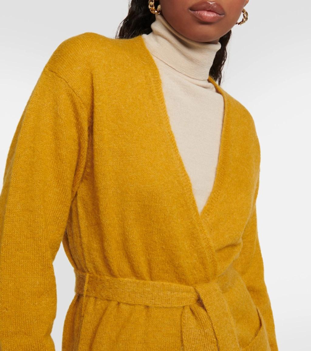 MAX MARA Women's Mohair-blend Longline Wrap Cardigan In Ochre Product Image