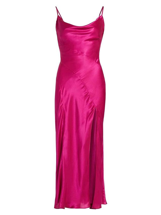 Womens Lennon Satin Asymmetric Cowl Midi-Dress Product Image