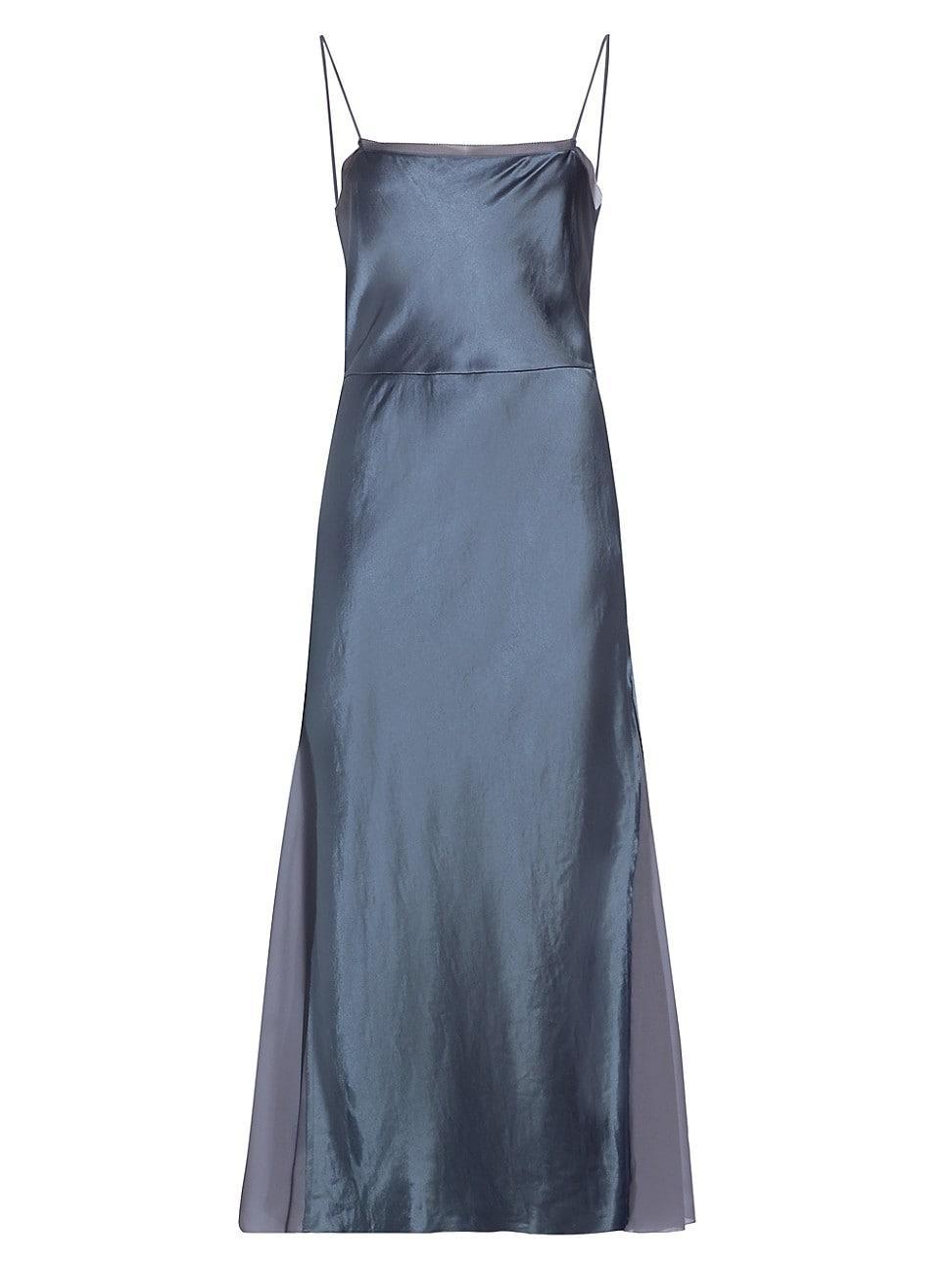 Womens Sheer-Paneled Satin Midi-Dress Product Image