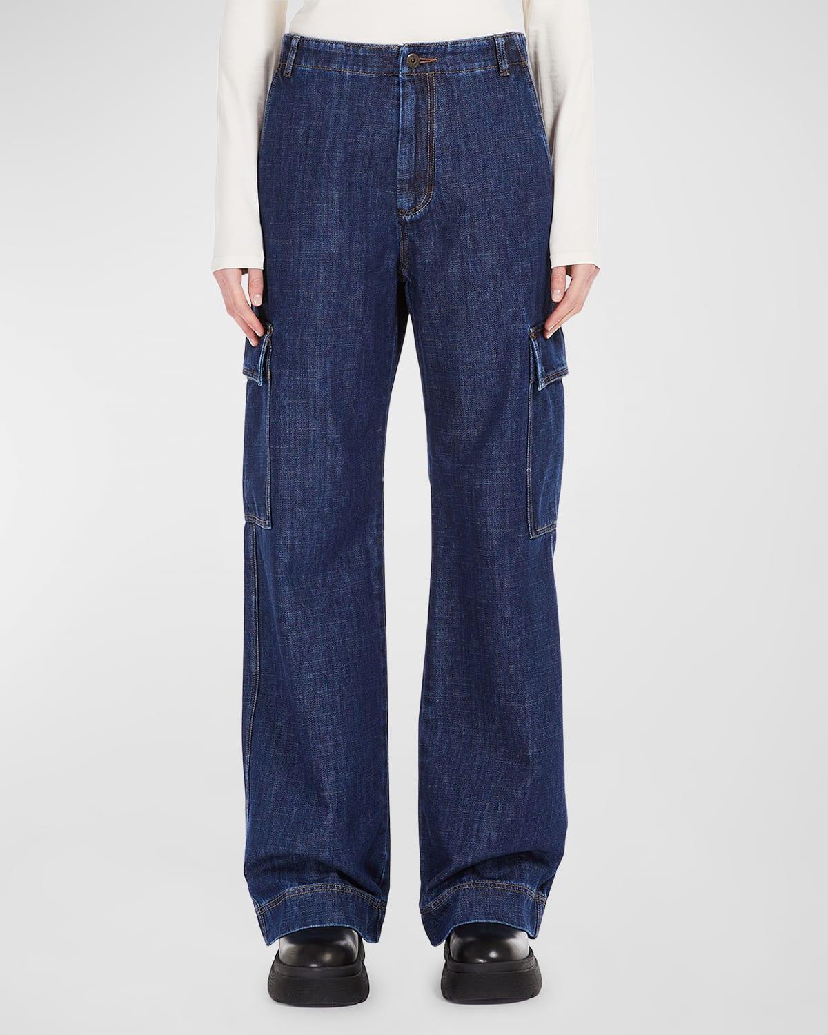 Straight-Leg Cargo Denim Jeans Product Image