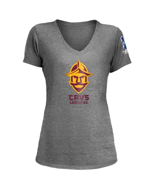 Womens New Era Heather Gray Cavs Legion Gc Nba 2K League Logo Wordmark Tri-Blend V-Neck T-shirt Product Image