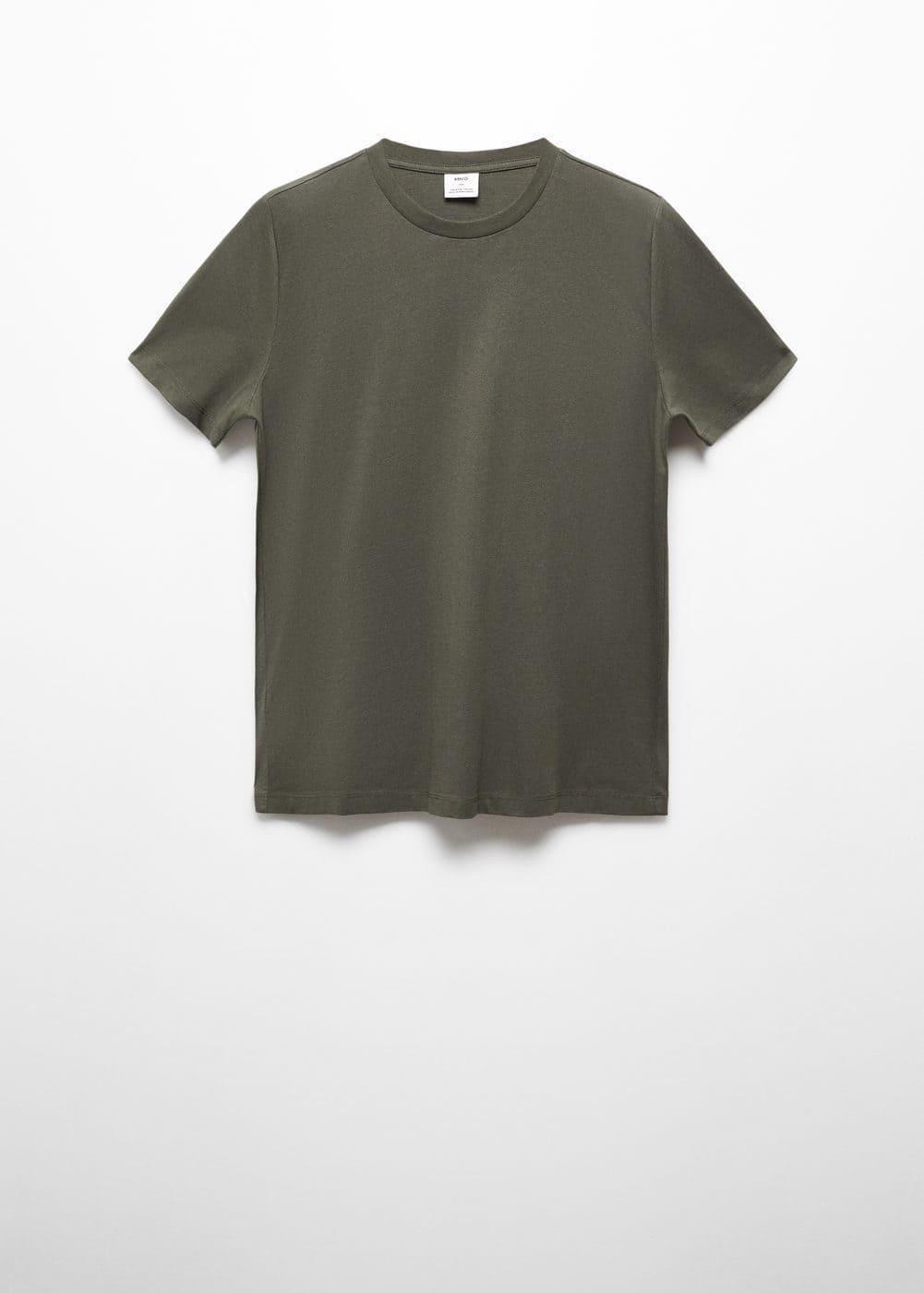 MANGO MAN - Basic cotton stretch T-shirt olive greenMen Product Image