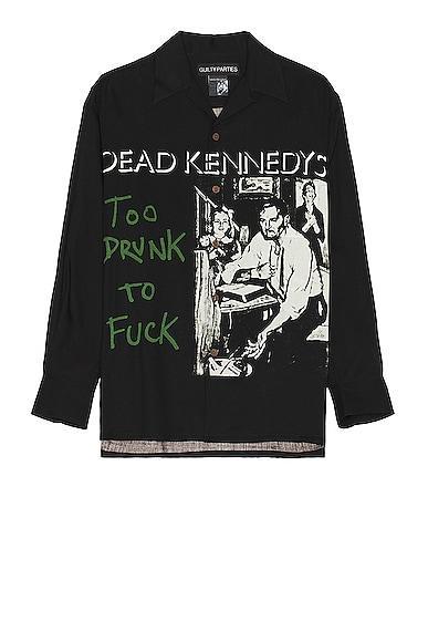 WACKO MARIA Dead Kennedys Hawaiian Long Sleeve Shirt Black. (also in M). Product Image