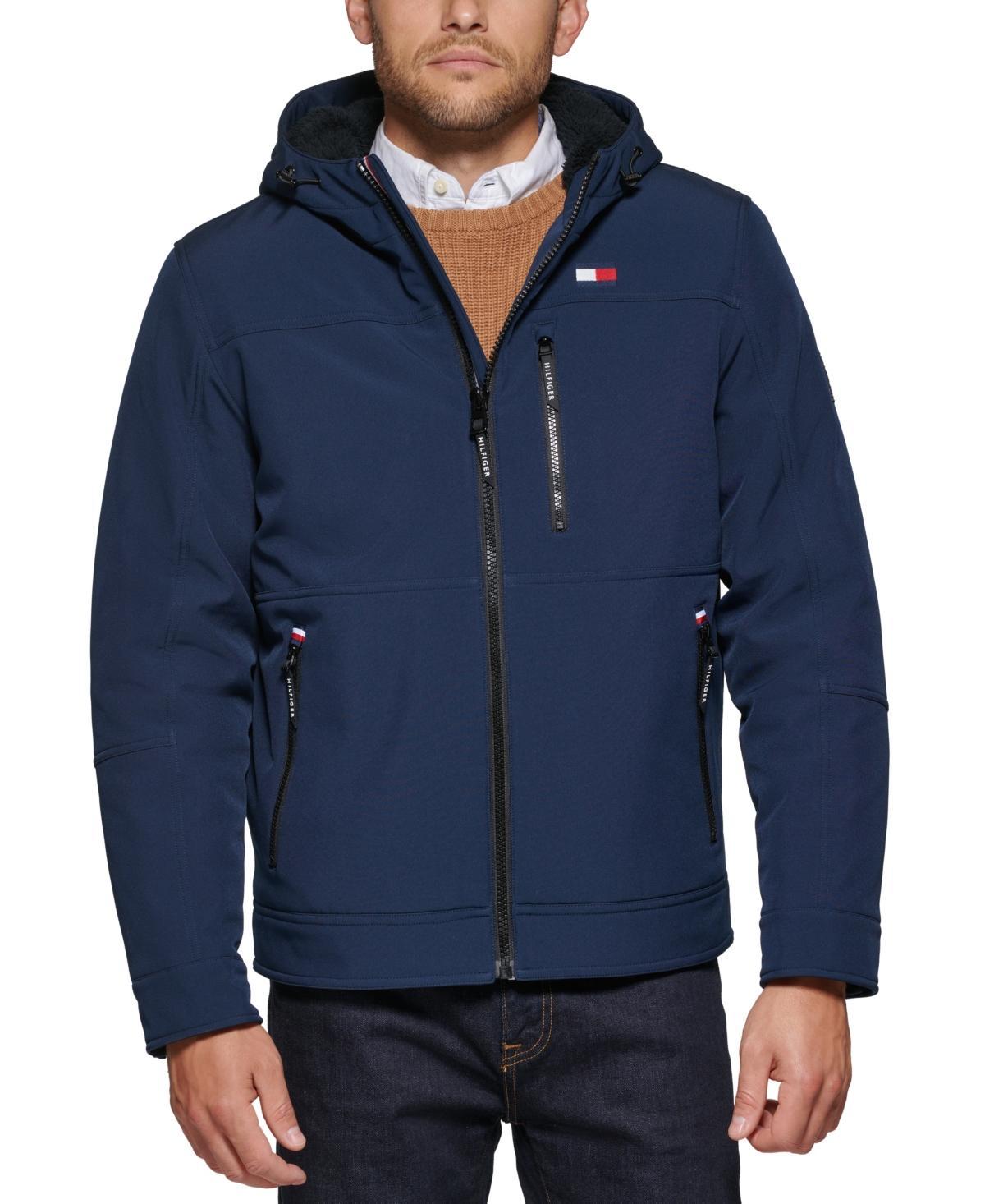 Tommy Hilfiger Mens Sherpa-Lined Softshell Hooded Jacket Product Image