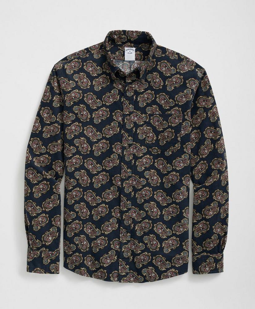 Cotton Pinwale Corduroy Paisley Sport Shirt, Button-Down Collar Product Image