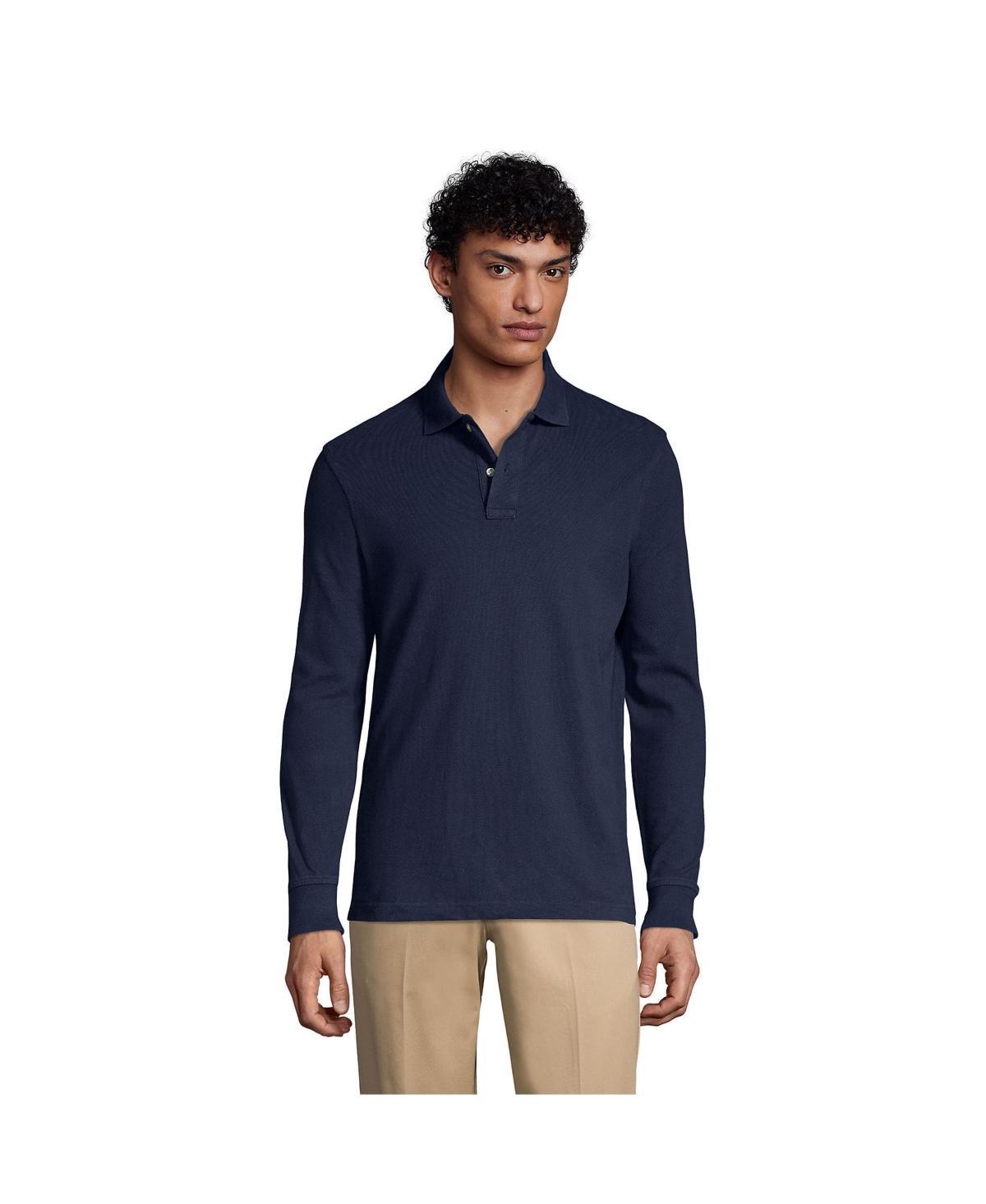 Big & Tall Lands End UNF Long Sleeve Mesh Polo, Mens Red Product Image