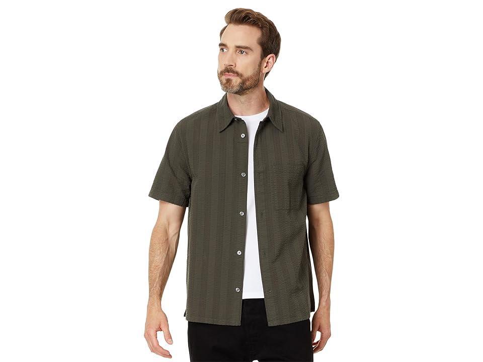 Madewell Ss Easy Tonal Seersucker (Olive Charcoal) Men's Clothing Product Image