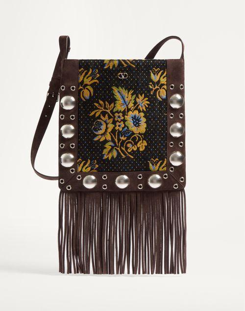 VALENTINO GARAVANI NELLCÔTE SHOULDER BAG IN JACQUARD FABRIC WITH FRINGES Product Image