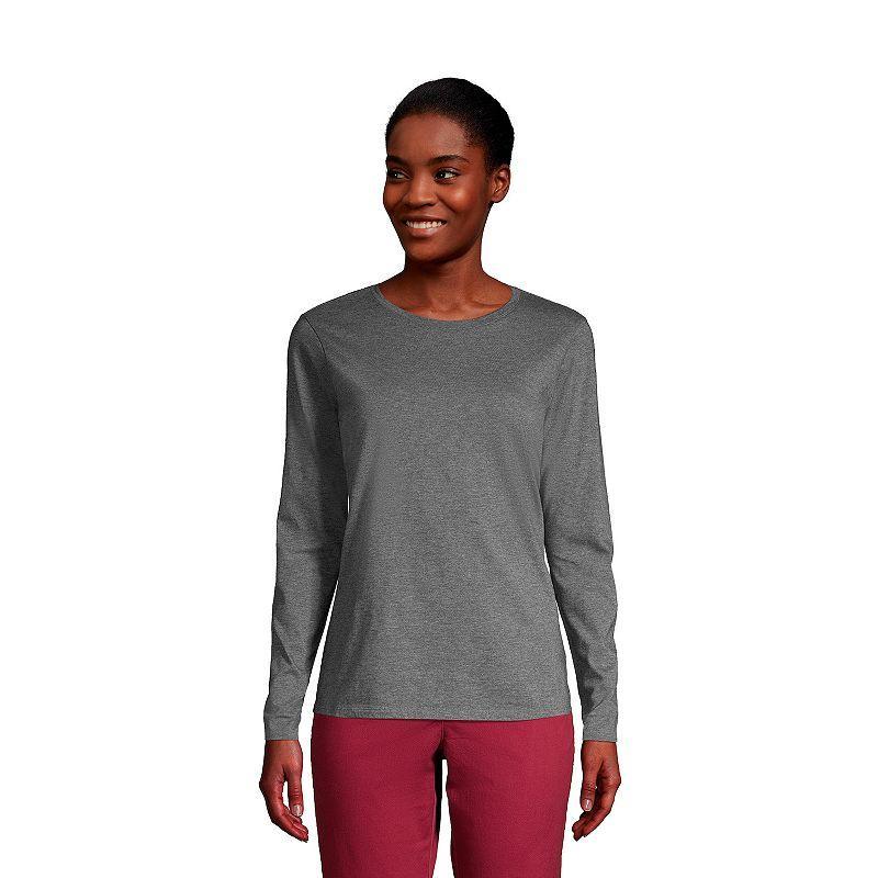 WomensLands End Relaxed-Fit Supima Cotton Crewneck Tee Red Product Image