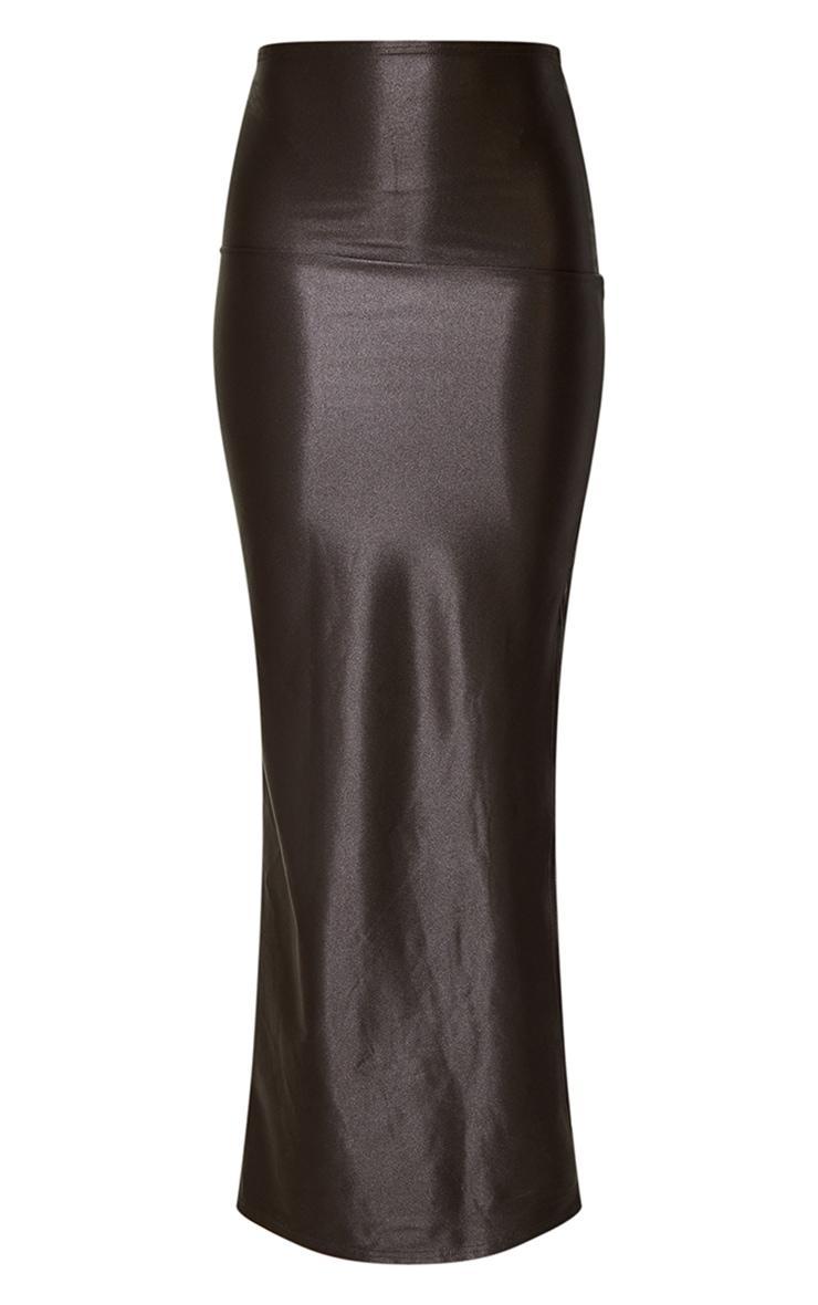 Black Stretch Satin Split Side Maxi Skirt Product Image