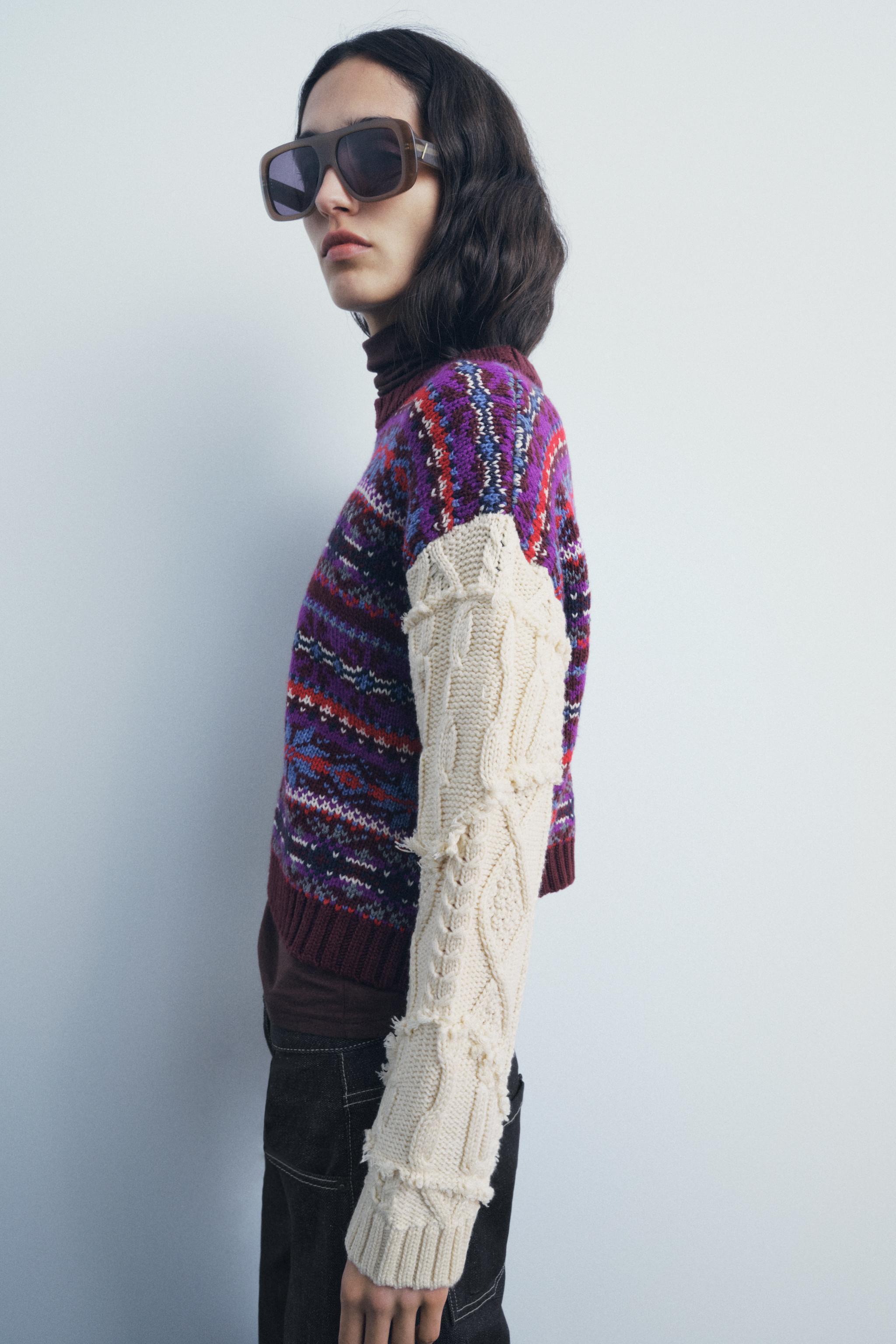 CONTRASTING KNIT JACQUARD SWEATER Product Image