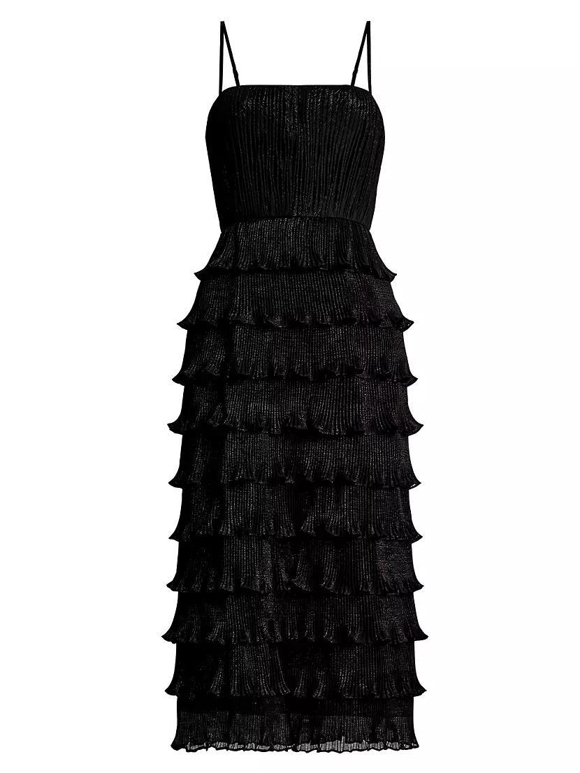 Ruffled Plissé Midi-Dress Product Image