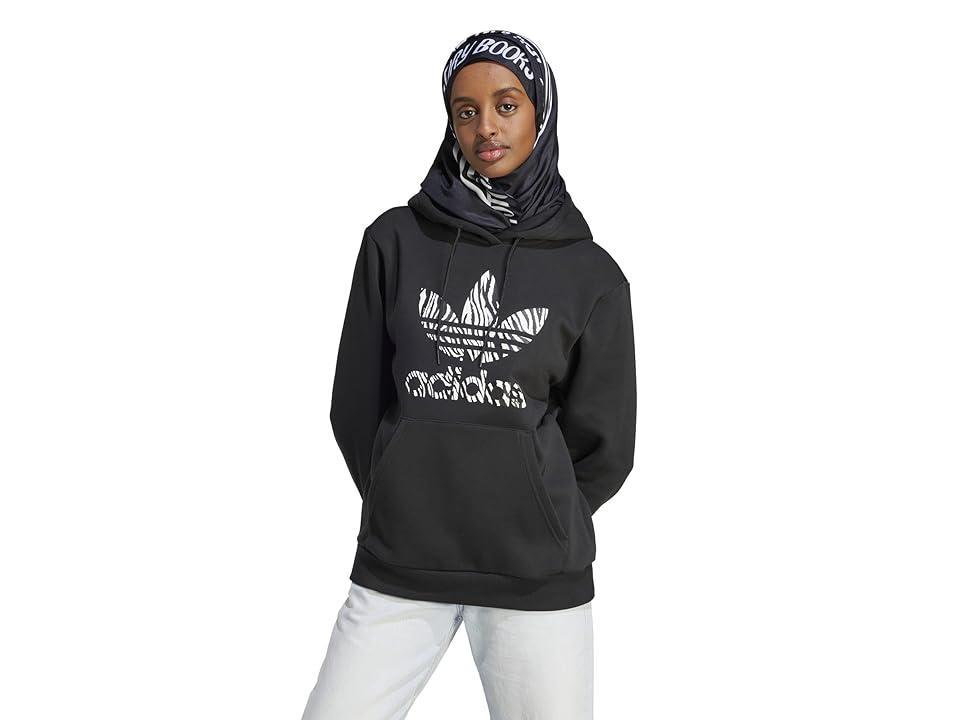 adidas Originals Zebra Animal Print Infill Hoodie (Black) Women's Clothing Product Image