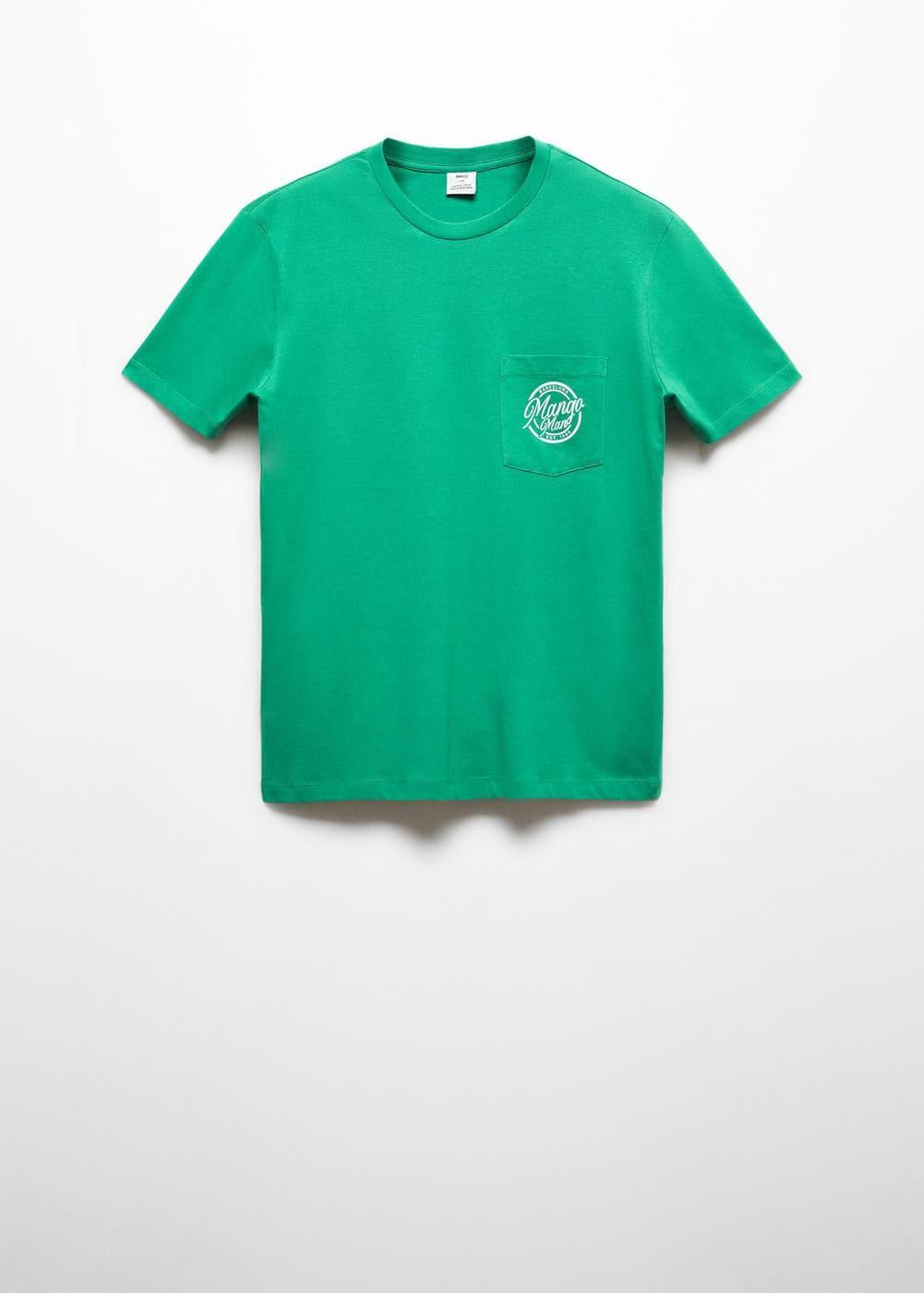 MANGO MAN - 100% cotton t-shirt with logo emerald greenMen Product Image