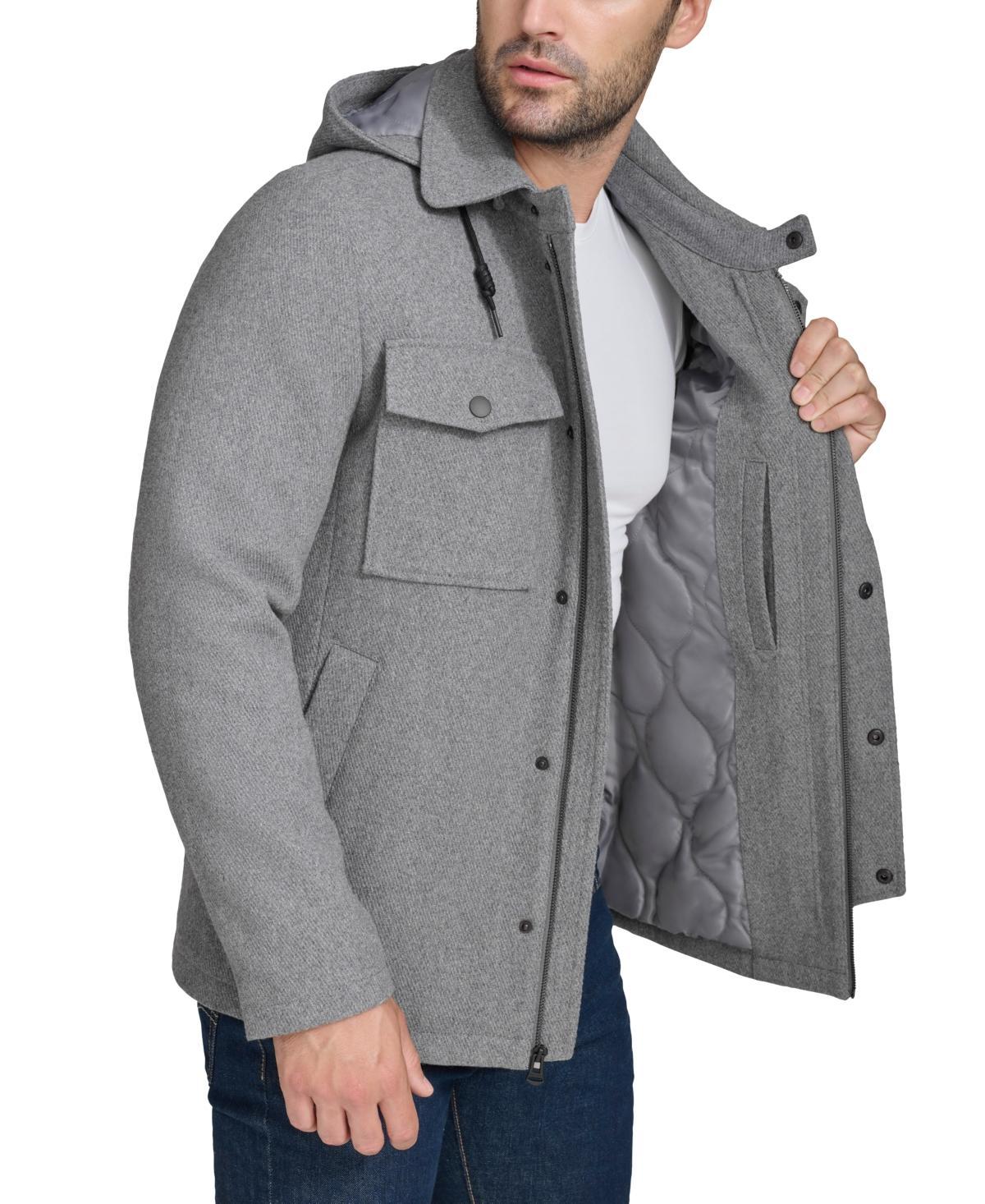 Cole Haan Mens Full-Zip Twill Field Jacket with Removable Hood Product Image