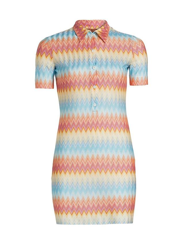 Womens Chevron-Striped Polo Minidress Product Image