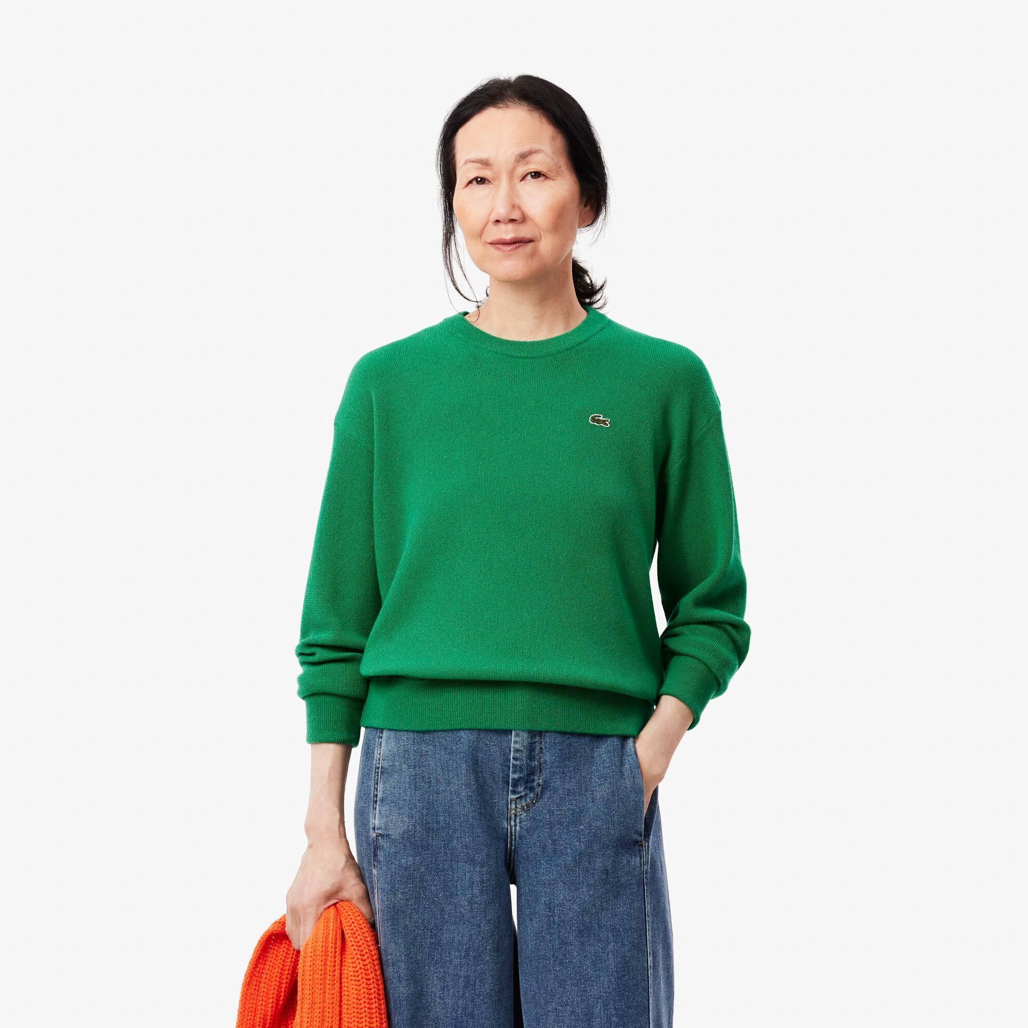 Relaxed Fit Carded Wool Moss Stitch Sweater Product Image