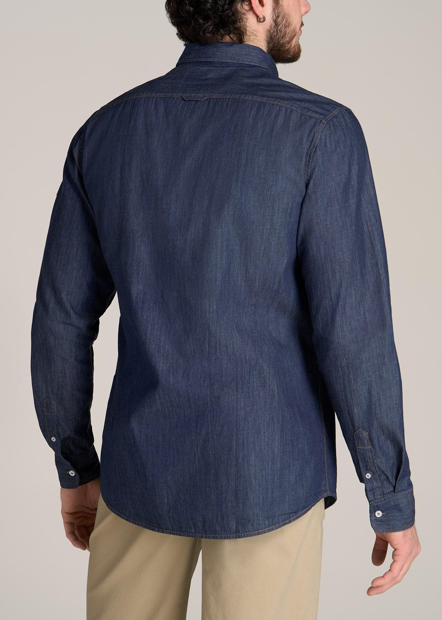 Chambray Button-Down Shirt for Tall Men in Dark Chambray Product Image