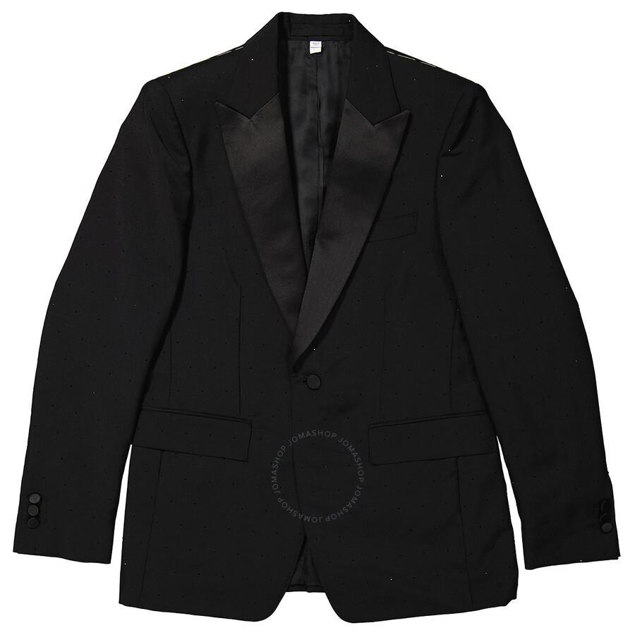 BURBERRY Men's Black English-fit Rhinestone Mohair And Wool Tailored Jacket Product Image