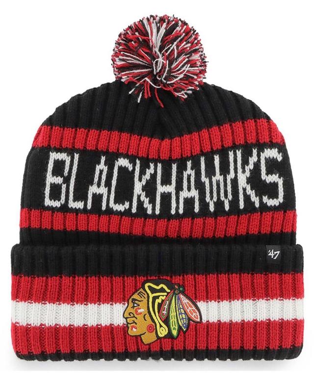 Mens Black Chicago Blackhawks Bering Cuffed Knit Hat with Pom Product Image