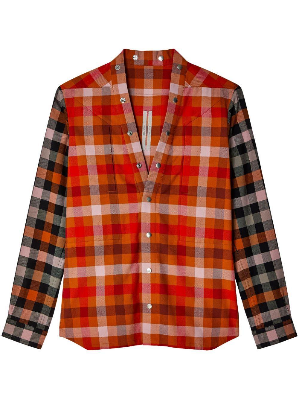 RICK OWENS Checked Cotton-flannel Shirt In Print Product Image