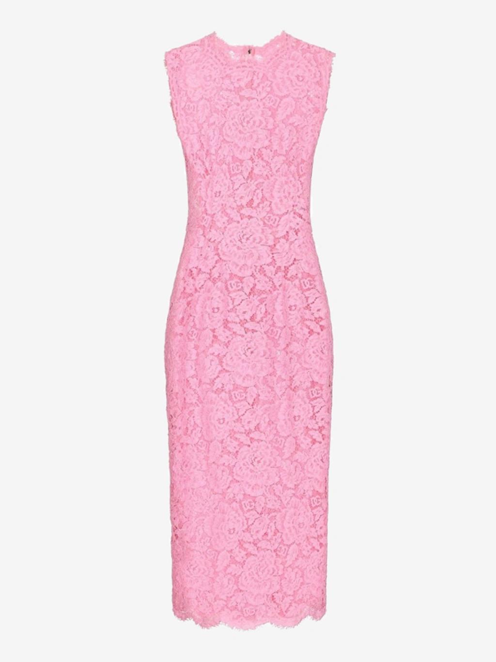 DOLCE & GABBANA Lace Midi Dress In Rosa Product Image