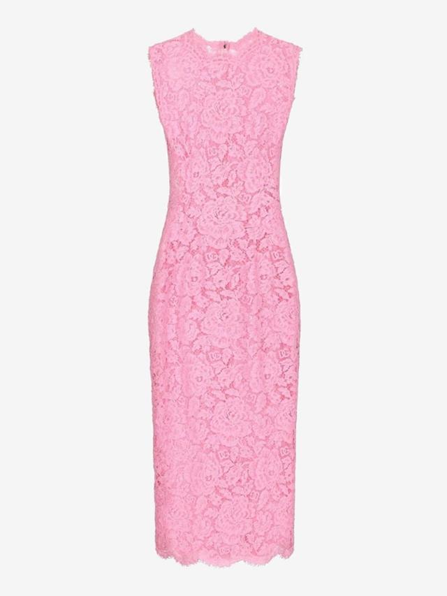 DOLCE & GABBANA Lace Midi Dress In Rosa Product Image