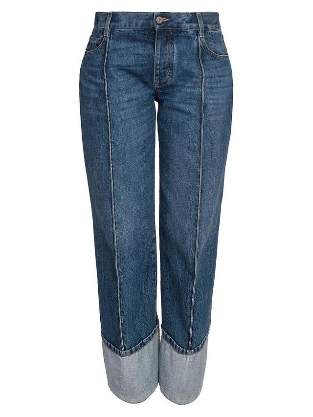 Womens Pleated Rolled-Cuff Jeans Product Image