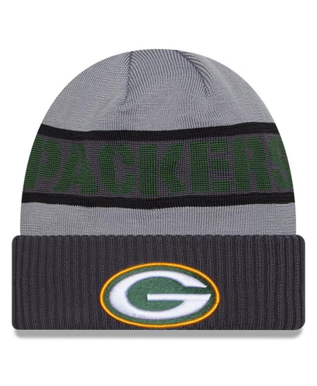 Mens New Era Gray Green Bay Packers 2023 Sideline Tech Cuffed Knit Hat Product Image