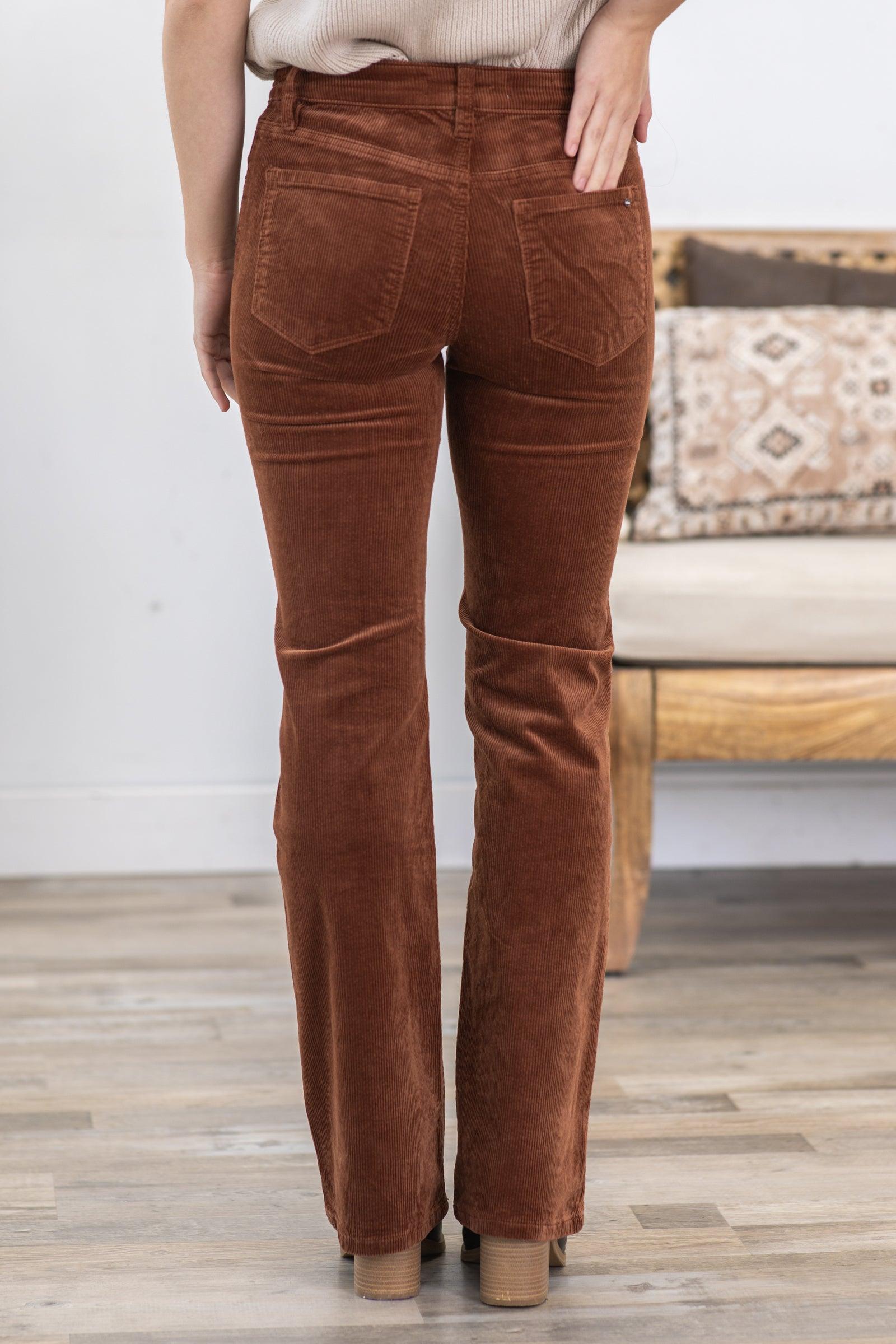 Mica Cognac Mid Rise Corduroy Bootcut Pants Product Image