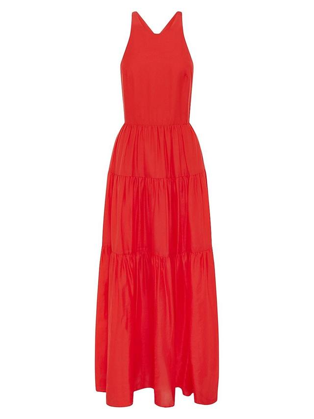 Womens Emmeline Silk-Blend Tiered Maxi Dress Product Image