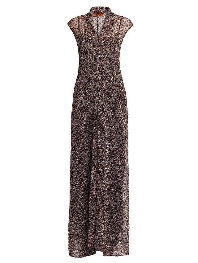 Womens Sheer Metallic Knit Maxi Dress Product Image